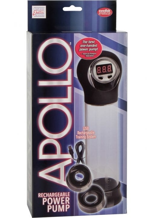 Apollo Rechargeable Power Penis Pump Clear 7.75 Inch