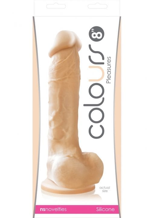 Colours Pleasures 8in Silicone Dong With Balls - White