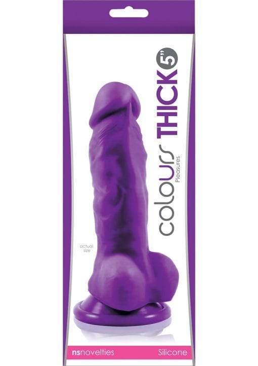 Colours Pleasures Thick 5in Dong With Balls Silicone - Purple
