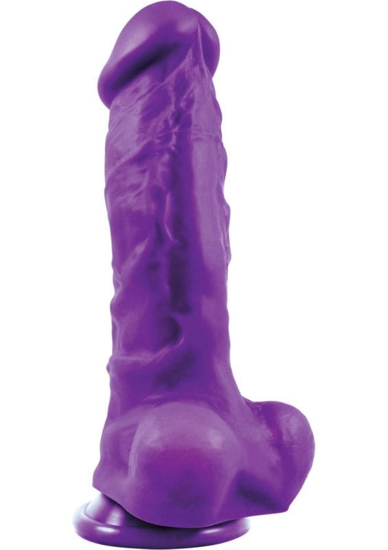 Colours Pleasures Thick 5in Dong With Balls Silicone - Purple