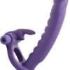 Frisky Double Delight Dual Insertion Vibrating Silicone Rabbit Ring Purple 6.5 Inch
