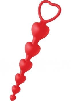 Frisky Sweet Heart Silicone Anal Beads Red 6 Inches