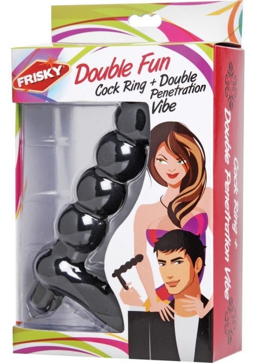 Frisky Double Fun Double Penetration Cock Ring Black 6 Inch