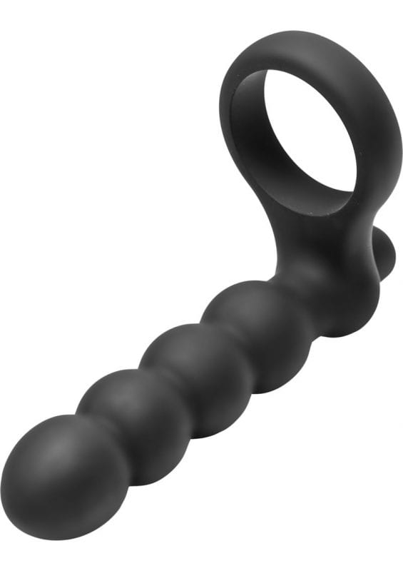 Frisky Double Fun Double Penetration Cock Ring Black 6 Inch