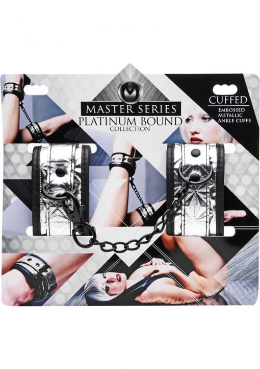Master Series Platinum Bound Ankle Cuffs Silver
