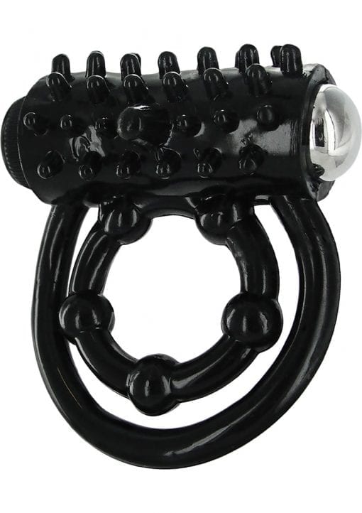 Trinity Vibes Vibrating Double Cock Ring Waterproof Black