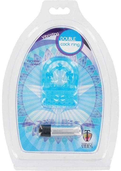 Trinity Vibes Vibrating Double Cock Ring Waterproof Blue