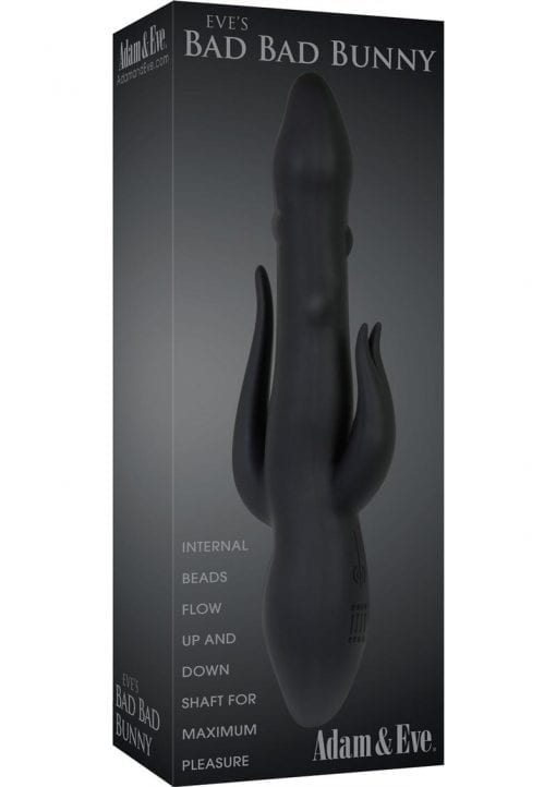 Adam and Eve Eve`s Bad Bad Bunney Silicone Triple Stimulating Rabbit Vibe Waterproof Black 9.5 Inch