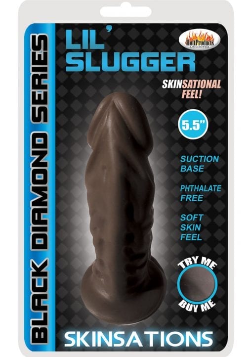 Skinsations Black Diamond Series Lil Slugger Dildo Black 5.5 Inch