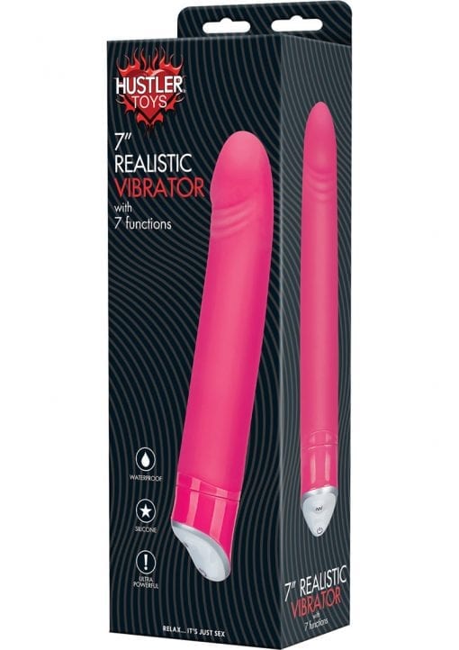 Hustler Realistic Silicone Vibe Waterproof Pink 7 Inch