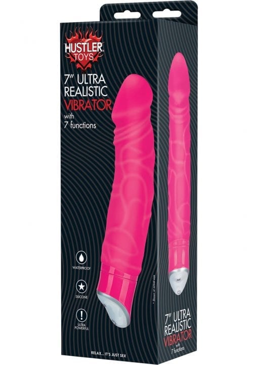 Hustler Ultra Realistic Silicone Vibe Waterproof Pink 7 Inch
