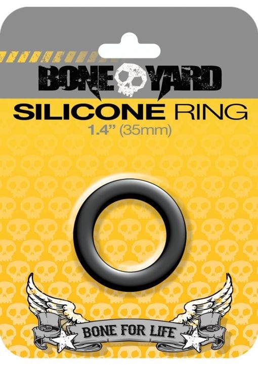 Bone Yard Silicone Ring Cockring Black 1.4 Inch Diameter