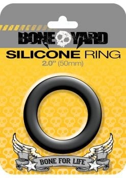 Bone Yard Silicone Ring Cockring Black 2 Inch Diameter