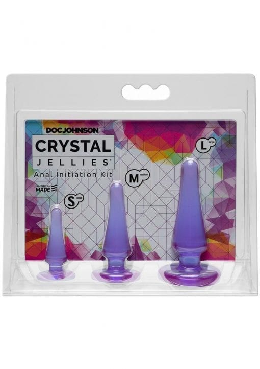 Crystal Jellies Anal Initiation Anal Plug Kit Purple 3 Sizes Per Set