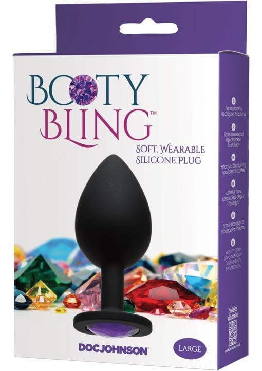 Booty Bling Jeweled Silicone Anal Plug Purple Large