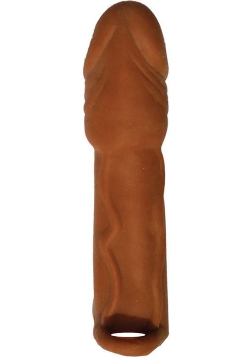 Skinsations Latin Lover Husky Lover Extension Sleeve With Scrotum Strap Brown 7 Inch