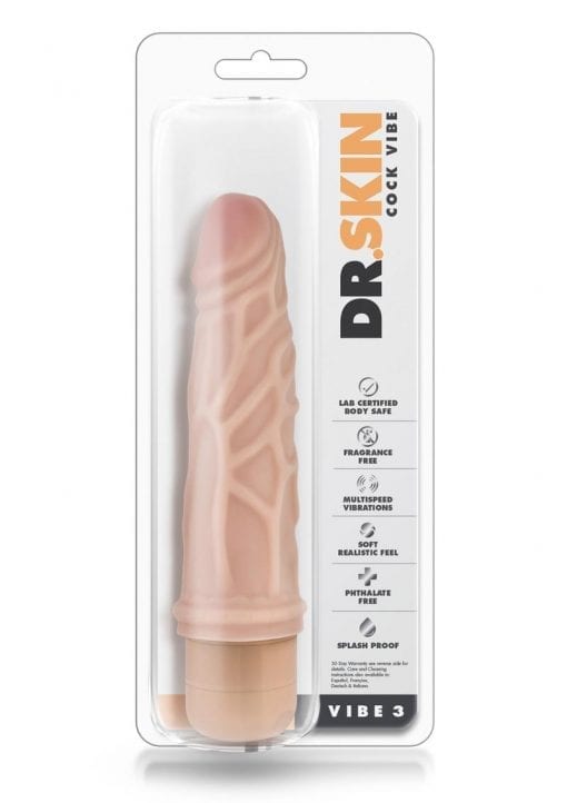 Dr. Skin Cock Vibe 03 Realistic Vibrator Waterproof Flesh 7.25 Inches