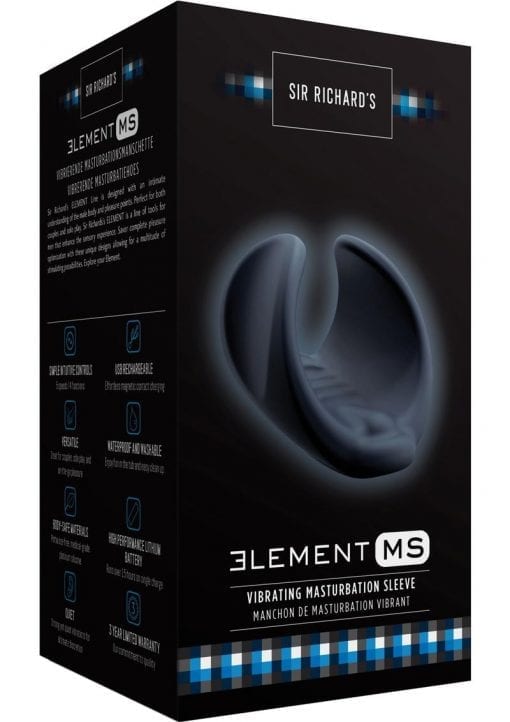 Elements MS Vibrating Masturbation Sleeve Rechargeable Silicone Waterproof black