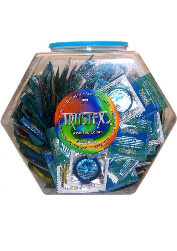 Trustex Lubricated Condoms Assorted Colors 288 Per Bowl