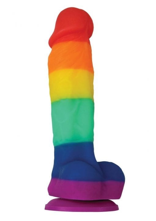 Colours Pride Edition 5in Silicone Suction Cup Dildo With Balls - Rainbow