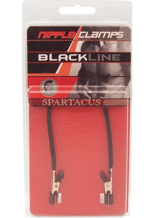 Blackline Endurance Teaser Nipple Clamps With Leather Tether Black