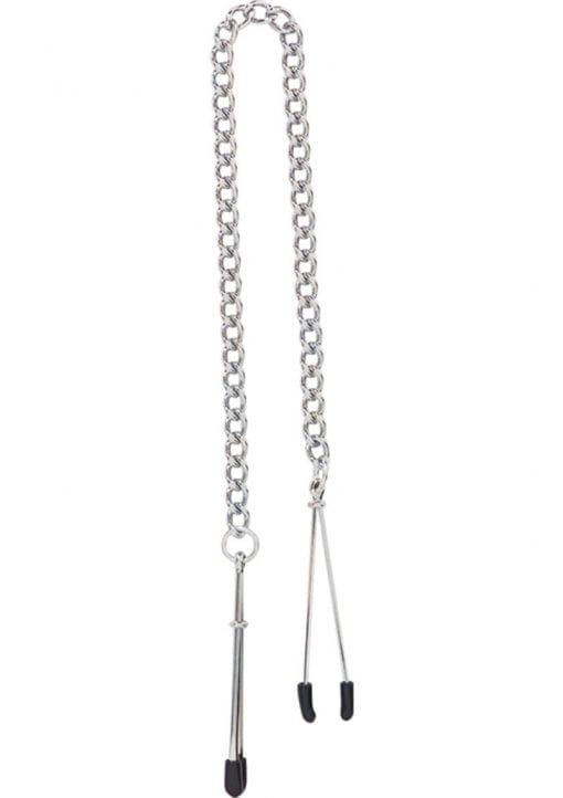 Adjustable Tweezer Nipple Clamps With Link Chain Silver