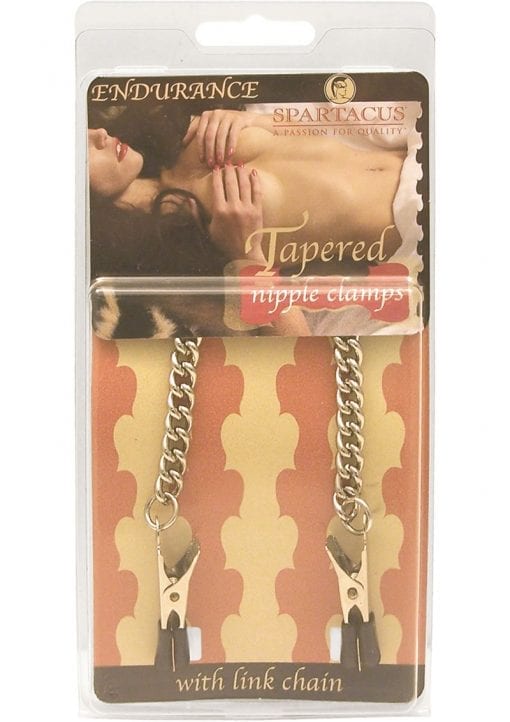 Endurance Tapered Tip Nipple Clamps With Link Chain Silver