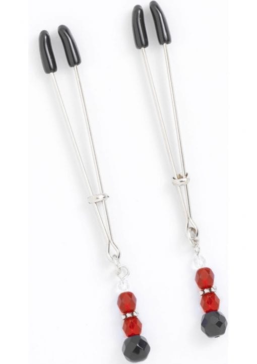 Red Beaded Nipple Clamps With Tweezer Tip Red