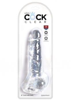 King Cock Clear 8 inch  With Balls Dildo Non Vibrating