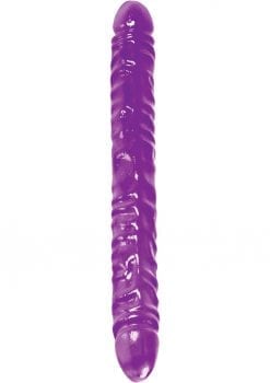 REFLECTIVE GEL SERIES VEINED DOUBLE DONG 18 INCH PURPLE