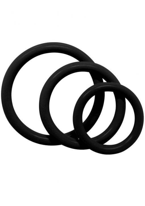Tri Rings Black Cock Ring Set Black