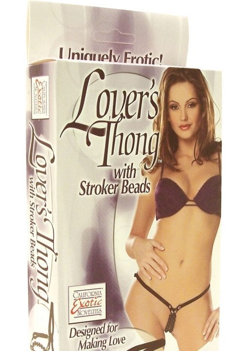 Lovers Thong With Stroker Beads Black