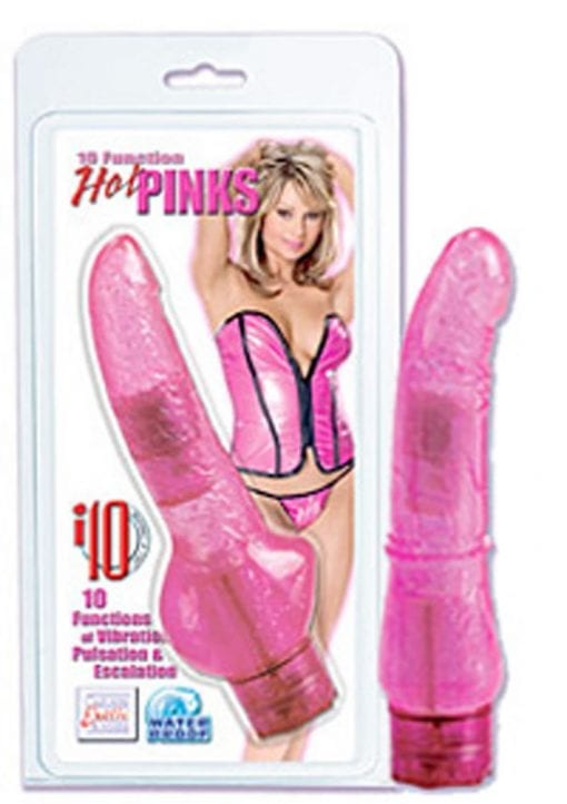 Hot Pinks 10 X Stud Jelly Realistic Vibrator Waterproof Pink 7 Inch