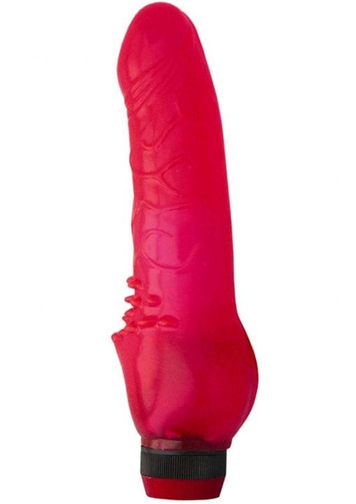 Jelly Caribbean Number 3 Jelly Realistic Vibrator With Clit Stimulator Red 8 Inch
