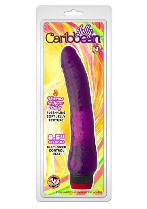Jelly Caribbean Number 1 Jelly Realistic Vibrator Purple 8.5 Inch