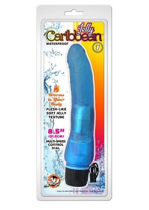 Jelly Caribbean Number 1 Jelly Realistic Vibrator Waterproof Blue 8.5 Inch