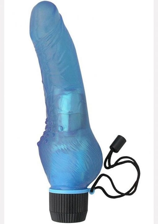 Jelly Caribbean Number 3 Jelly Realistic Vibrator With Clit Stimulator Waterproof Blue 8 Inch