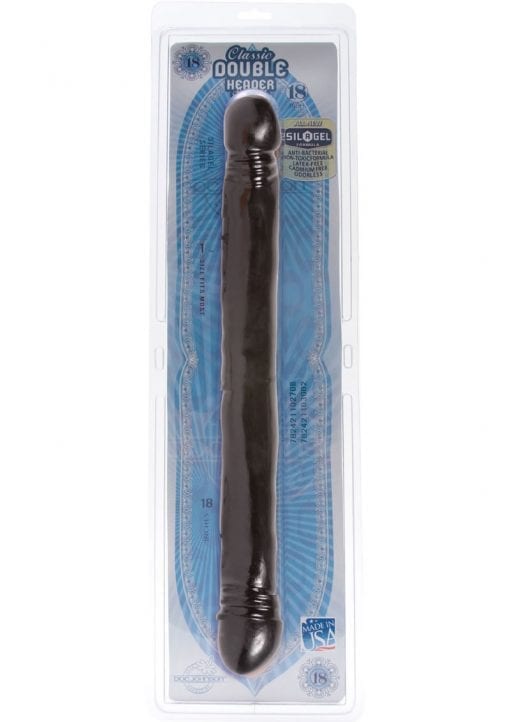 Classic Double Header Smooth Dildo 18in - Black