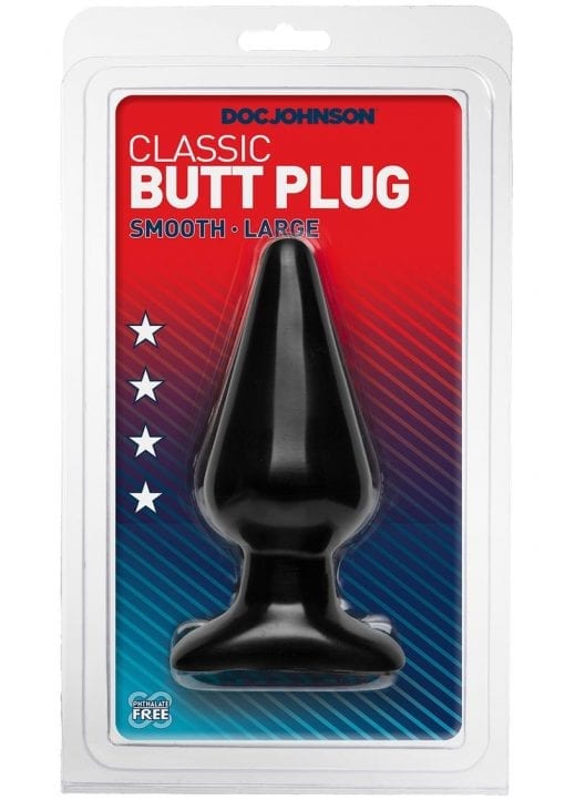 Classic Butt Plug Large Sil A Gel 6 Inch Large Black