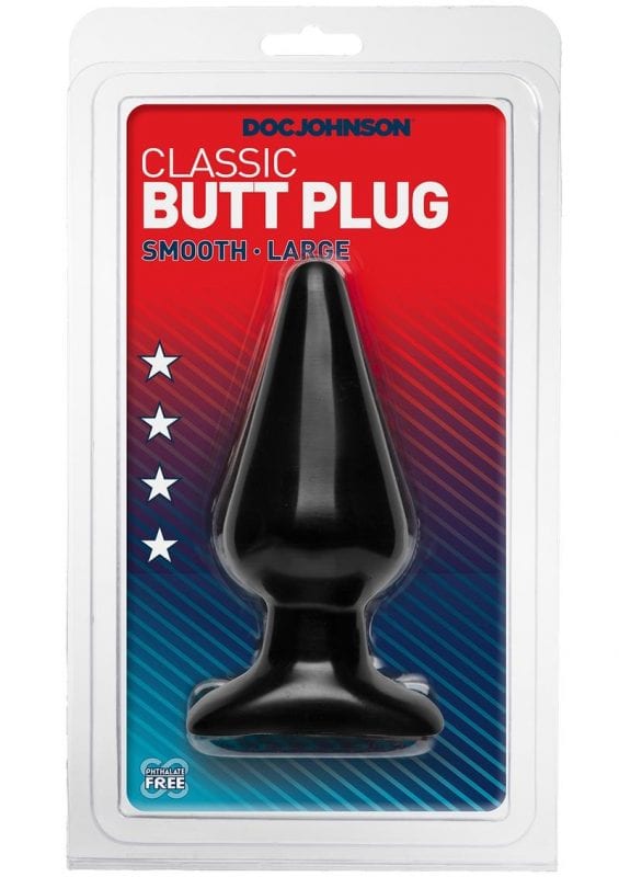 Classic Butt Plug Large Sil A Gel 6 Inch Large Black