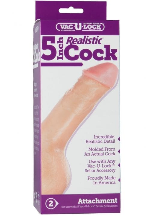 Vac U Lock Realistic Cock 5 Inch Flesh