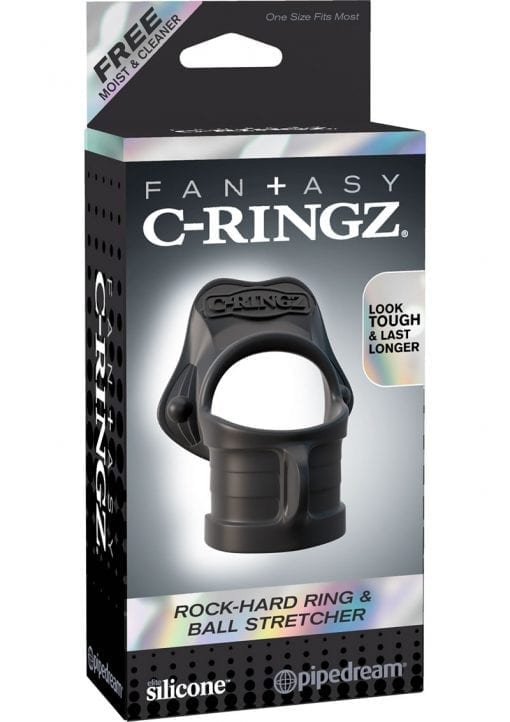 Fantasy C Ringz Rock Hard Ring and Ball Scretcher Silicone Cockring Black