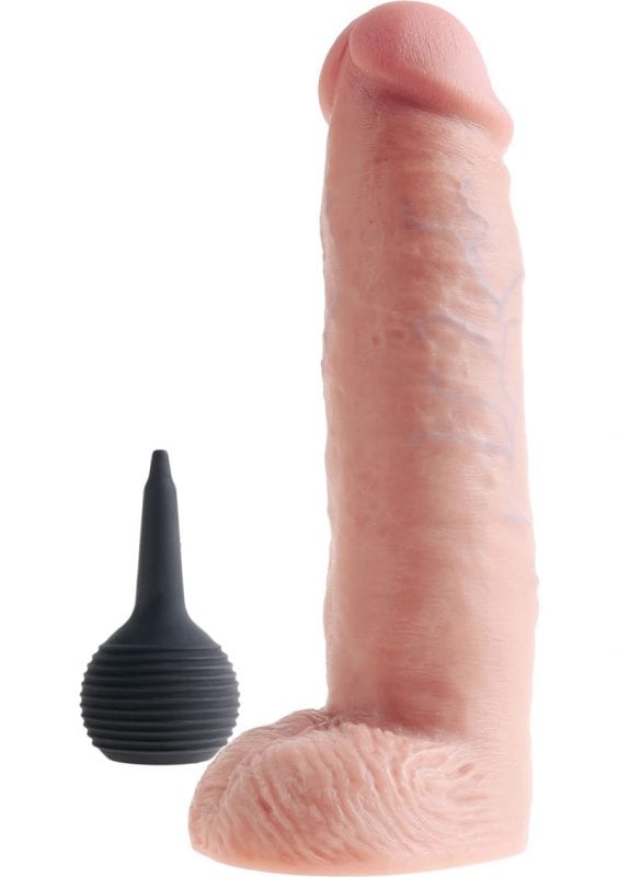 King Cock Squirting Dildo With Balls Dildo Waterproof Flesh 10 Inches