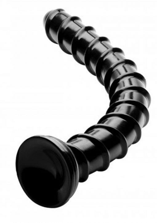 Hosed Swirl Hose Textured Bendable Dildo Waterproof Black 2 Inch Girth 18 Inch Length
