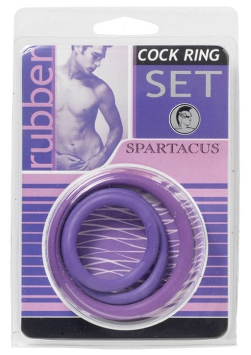 Rubber Cock Ring Set 3 Sizes Per Pack Purple