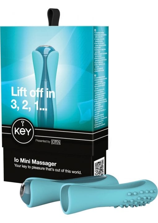 Key Io Vibrator Waterproof With Silicone Sleeves 4.25 Inch Robin Egg Blue