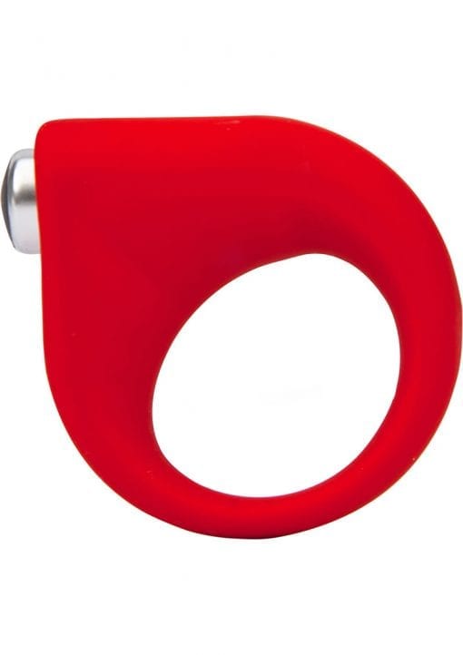 Hard On Vibrating Silicone Cock Ring Waterproof Red