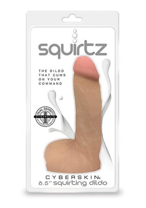 Squirtz CyberSkin Squirting Dildo With Balls Flesh 8.5 Inch