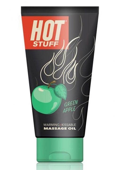 Hot Stuff Warming Kissable Massage Oil Water Based Green Apple 6 Ounce