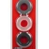Hunkyjunk HUJ3 Silicone Cock Ring (3 Pack) - Black/Gray/Clear